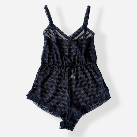 Lily of France Lingerie Romper Vintage 70s Neglige Black Sheer Pet 0/2 USA Made - Picture 9 of 12